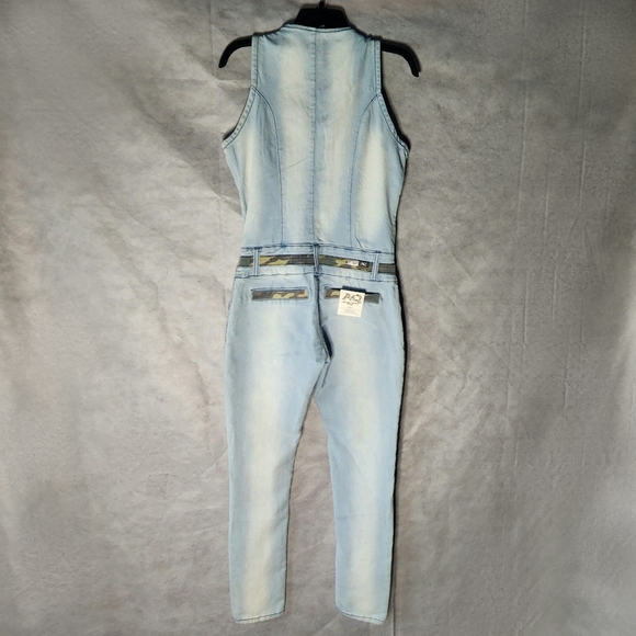 American Quality Denim Sleeveless Jumpsuit - Picture 2 of 9